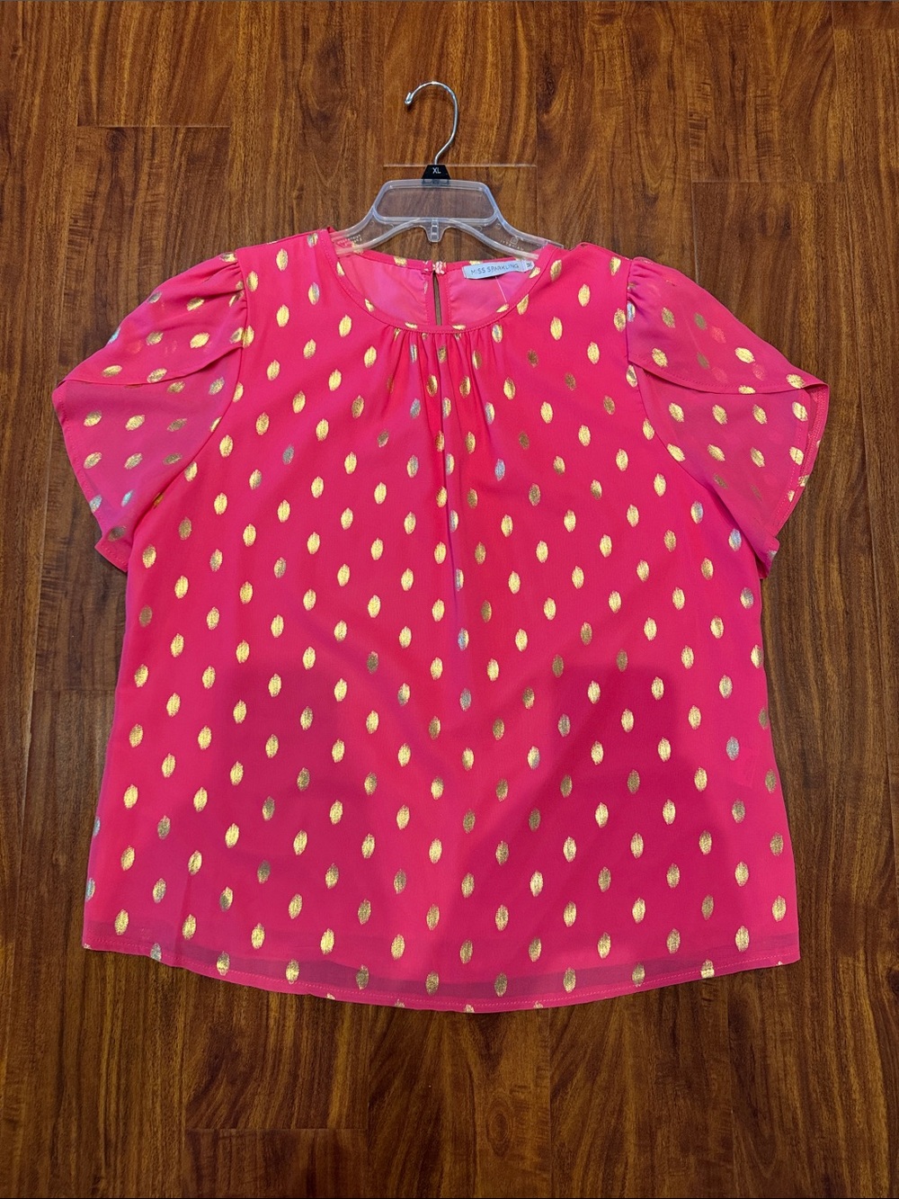 Women’s Pink Blouse with Gold Dot Detail